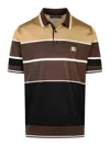Dolce & Gabbana Silk Polo Shirt Striped Pattern In Marrón