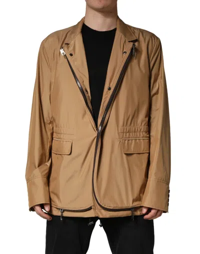 Dolce & Gabbana Brown Single Breasted Layered Coat Jacket In Burgundy