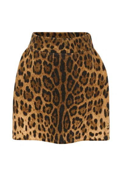 Dolce & Gabbana Kids' Brown Skirt For Girl With Animal Print
