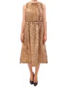 Dolce & Gabbana Brown Sleeveless Silk Dress In Multi