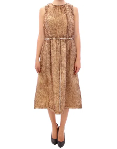 DOLCE & GABBANA DOLCE & GABBANA BROWN SLEEVELESS SILK WOMEN'S DRESS