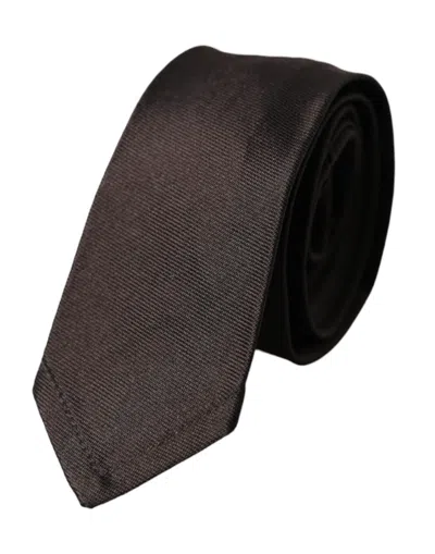 DOLCE & GABBANA DOLCE & GABBANA BROWN SOLID 100% SILK ADJUSTABLE MEN'S TIE