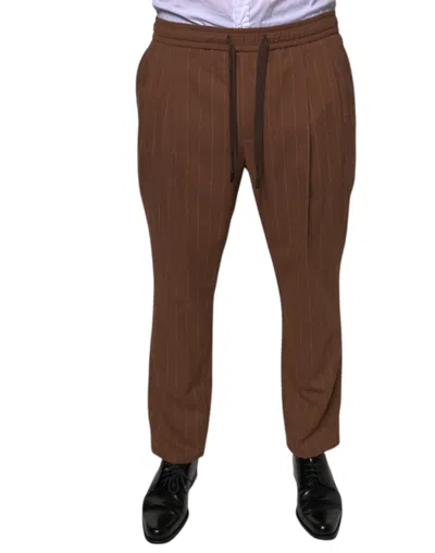 Dolce & Gabbana Brown Stripes Skinny Men Dress Men's Pants