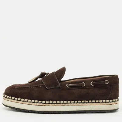 Pre-owned Dolce & Gabbana Brown Suede Slip On Espadrilles Size 39