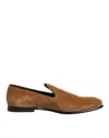 Dolce & Gabbana Brown Suede Slip On Men Loafers Formal Shoes In Brown