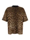 Dolce & Gabbana Brown T-shirt With All-over Leopard Motif In Multicolor