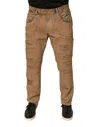 Dolce & Gabbana Brown Tattered Cotton Skinny Denim Jeans In Brown