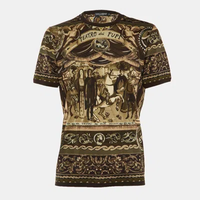 Pre-owned Dolce & Gabbana Brown Teatro Dei Pupi Print Cotton T-shirt Xxxl
