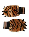 Dolce & Gabbana Brown Tiger Knitted Fur Wrist Mitten One Size Gloves In Brown