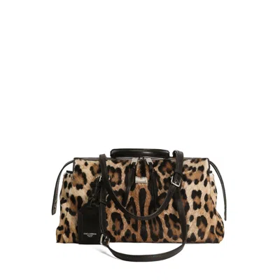 Dolce & Gabbana Brown Tote Bags Women In Animal Print