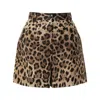 Dolce & Gabbana High Waist Leopard Stretch Drill Shorts In Brown
