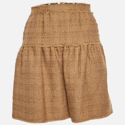 Pre-owned Dolce & Gabbana Brown Tweed Zip Up Mini Skirt S