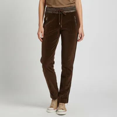 Pre-owned Dolce & Gabbana Brown Velvet And Satin Trim Trousers S