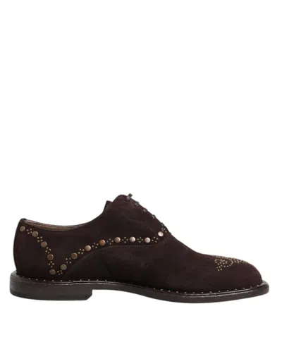 Dolce & Gabbana Brown Velvet Lace Up Oxford Dress Men's Shoes