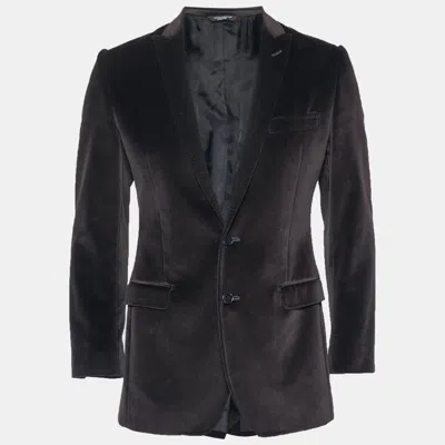 Pre-owned Dolce & Gabbana Brown Velvet Regular Fit Blazer S