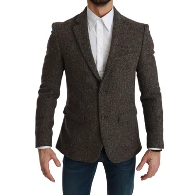 Dolce & Gabbana Brown Virgin Wool Men's Suit