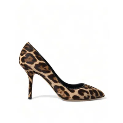 Dolce & Gabbana Womens Natural Love 85 Leopard-print Brushed-leather Heeled Courts In Brown