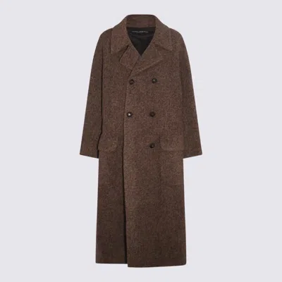 Dolce & Gabbana Notched-lapels Button-down Coat In Brown