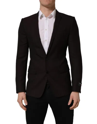 Dolce & Gabbana Brown Wool Gold Single Breasted Men Jacket In Black