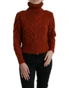 DOLCE & GABBANA DOLCE & GABBANA ELEGANT BROWN TURTLENECK WOOL WOMEN'S SWEATER