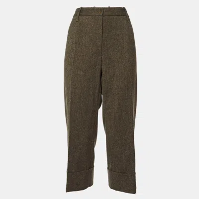 Pre-owned Dolce & Gabbana Brown Wool Straight Leg Culottes L