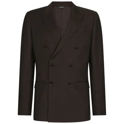 Dolce & Gabbana Brown Wool Suit In Black