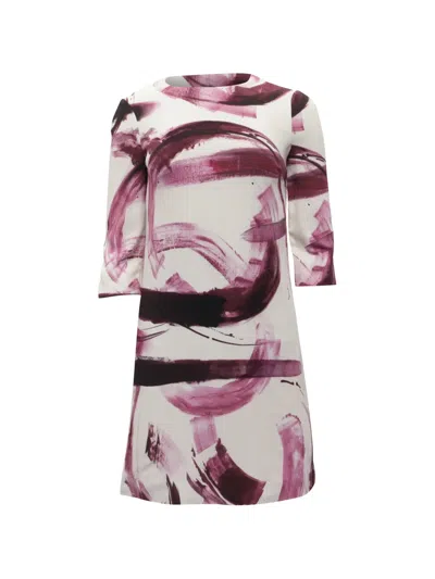 Pre-owned Dolce & Gabbana Brush-stroke Printed Mini Dress In White