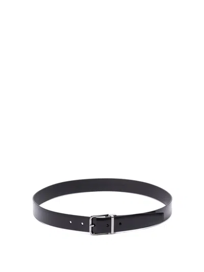 Dolce & Gabbana Brushed Calfskin Belt In Black