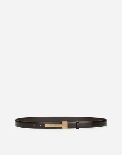 Dolce & Gabbana Brushed Calfskin Belt In Brown