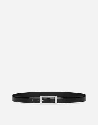 Dolce & Gabbana Brushed Calfskin Belt In Black