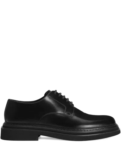 Dolce & Gabbana Brushed Calfskin Derby Dress Shoes - Men's Edition In Black