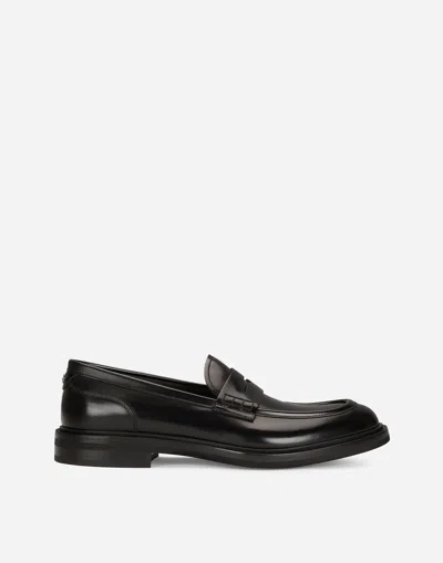 Dolce & Gabbana Brushed Calfskin Loafers In Black