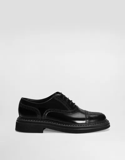 Dolce & Gabbana Brushed Calfskin Oxfords In Black