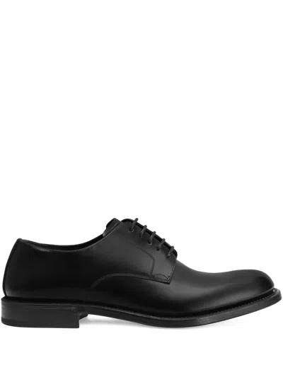 Dolce & Gabbana Lace-up Derby Shoes With A Brushed Finish In Black