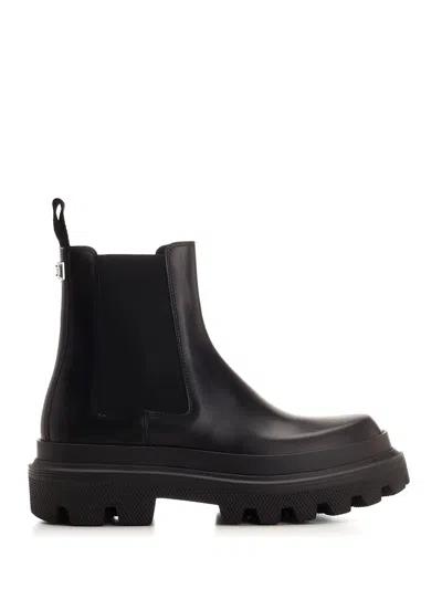 DOLCE & GABBANA BRUSHED LEATHER ANKLE BOOT