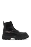 Dolce & Gabbana Black Ankle Boots With Chunky Platform And Logo Plaque In Leather Blend Man In Black