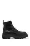 Dolce & Gabbana Black Ankle Boots With Chunky Platform And Logo Plaque In Leather Blend Man In Black