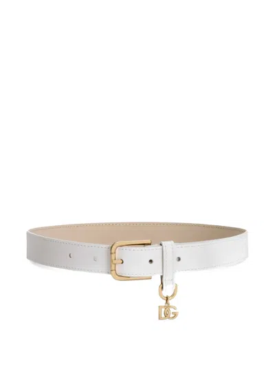 Dolce & Gabbana Kids' Buckle Charm Belt In White