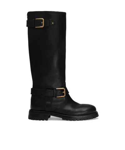 DOLCE & GABBANA BUCKLE-DETAIL KNEE-HIGH BOOTS