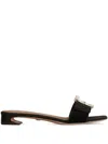 Dolce & Gabbana Buckled Velvet Sandals In Black