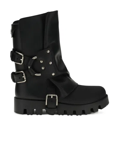 DOLCE & GABBANA DOLCE  GABBANA BUCKLE DETAILED ANKLE BOOTS