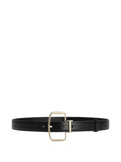 Dolce & Gabbana Buckle Leather Belt In Black