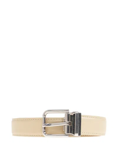 Dolce & Gabbana Buckle Leather Belt In Gray