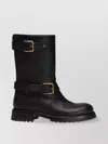 Dolce & Gabbana Buckle Lug Mid-calf Round Toe Boots In Black