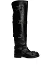 Dolce & Gabbana Over-the-knee Leather Boots Buckle Detail In Black