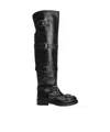 Dolce & Gabbana Over-the-knee Leather Boots Buckle Detail In Black