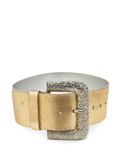 Pre-owned Dolce & Gabbana Buckle Wide Belt In Gold