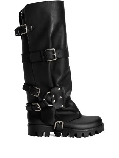 DOLCE & GABBANA BUCKLED BIKER BOOTS