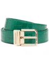 Dolce & Gabbana Engraved-buckle Leather Belt In Green