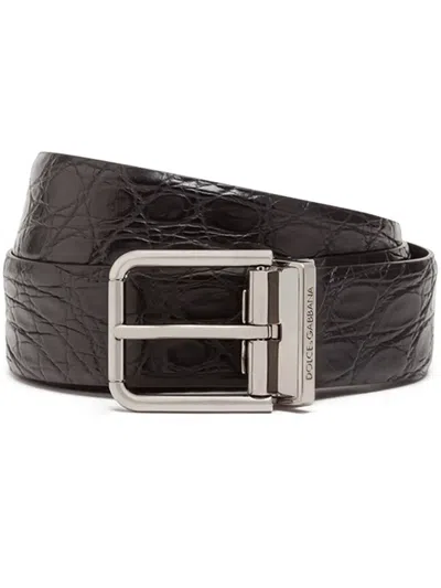 Dolce & Gabbana Square-buckle Belt In Schwarz